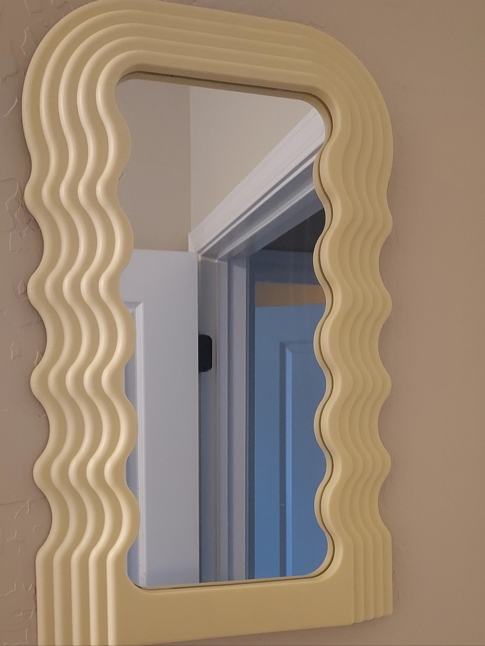 Yellow Wave-Frame Wall Mirror
